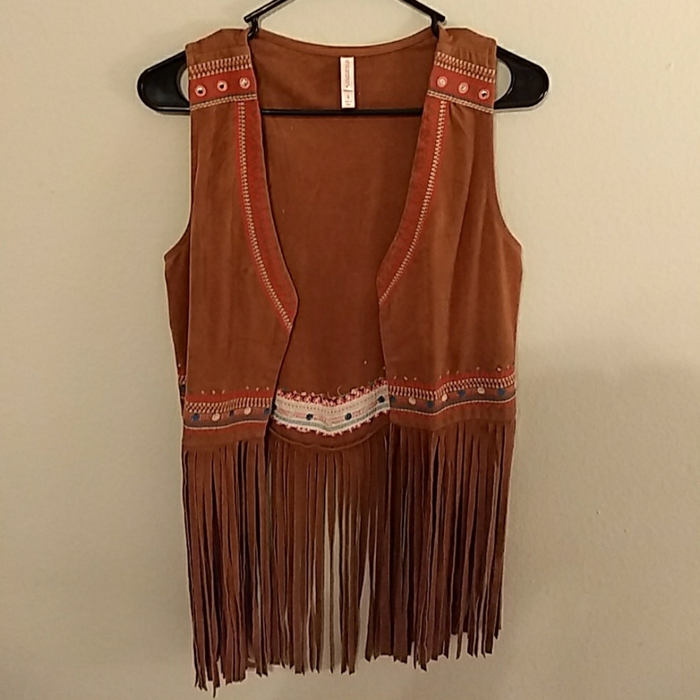 Brown Frayed Vest